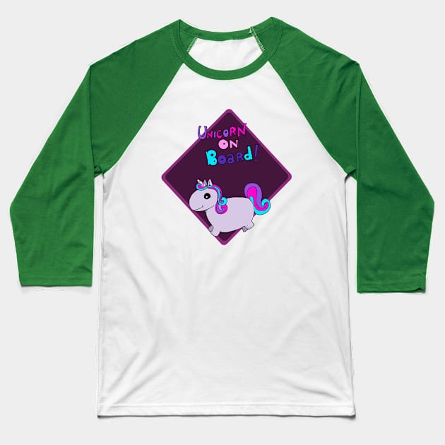 Unicorn on board Baseball T-Shirt by LucyNuzit